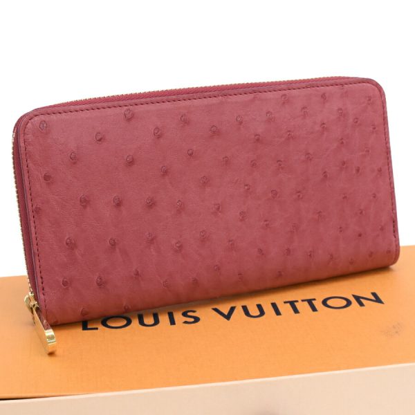 5000042884100464 1 Louis Vuitton Zippy Wallet Long Wallet Ostrich Leather Red