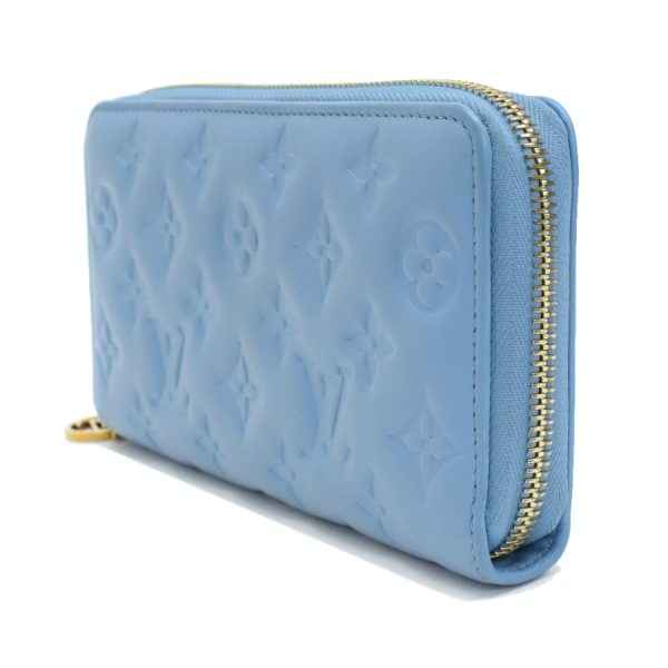 5000042884100469 2 Louis Vuitton Zippy Wallet Monogram Embossed Lamb Leather Wallet Light Blue