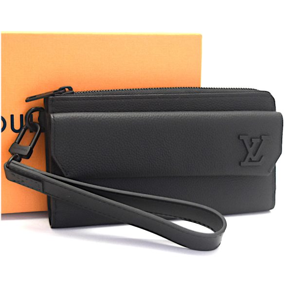 5000042889300136 1 Louis Vuitton Zippy Wallet Aerogram Leather Wallet Black