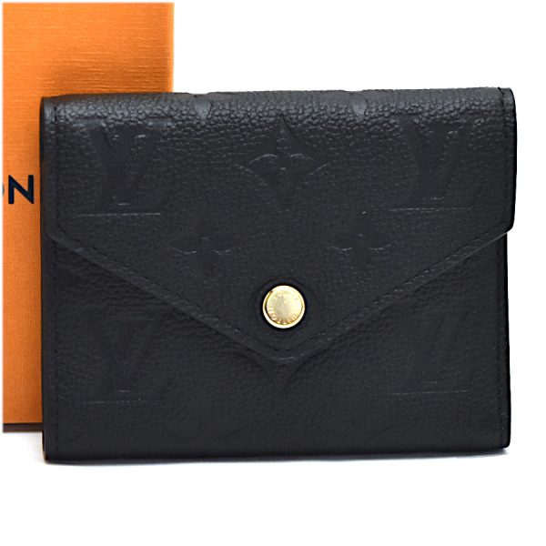 5000042889300144 1 Louis Vuitton Portefeuille Victorine Empreinte Leather Wallet Black