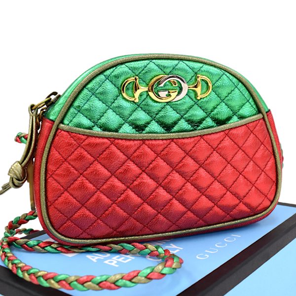 5000049884100867 1 Gucci Laminated Quilted Mini Shoulder Bag Red Leather