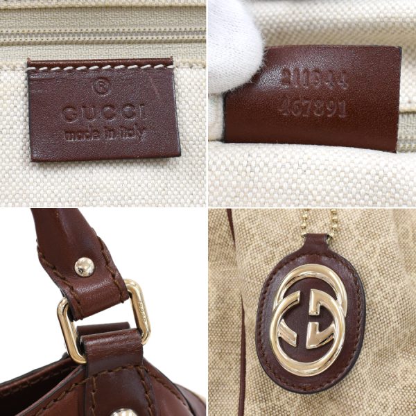 5000049884102025 9 Gucci handbag Sookie 211944 GG canvas leather beige brown