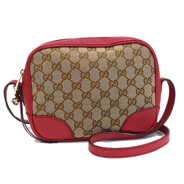 5000049884102453 1 Gucci Shoulder Bag Crossbody GG Canvas Leather Beige Red