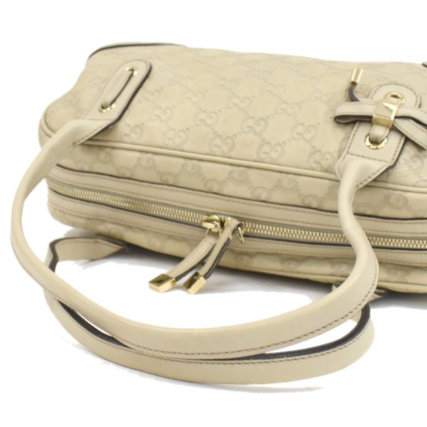 5000049884102487 7 Gucci Princy Handbag 161720 Ribbon Guccisima Leather Ivory