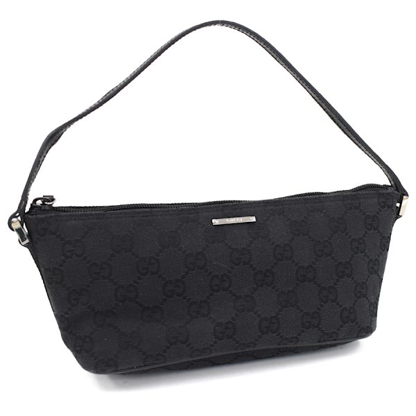 5000049884102530 1 Gucci Accessory Pouch Mini Handbag GG Canvas Leather Black