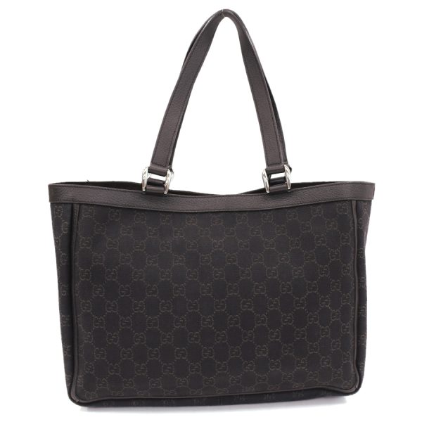 5000049884102549 3 Gucci Abbey Tote Bag GG Canvas Leather Dark Brown Black