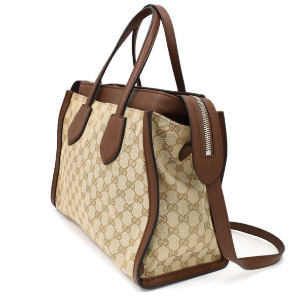 5000049884102586 2 Gucci 2way handbag GG canvas leather beige brown