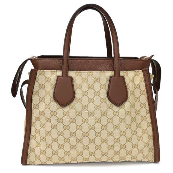 5000049884102586 3 Gucci 2way handbag GG canvas leather beige brown