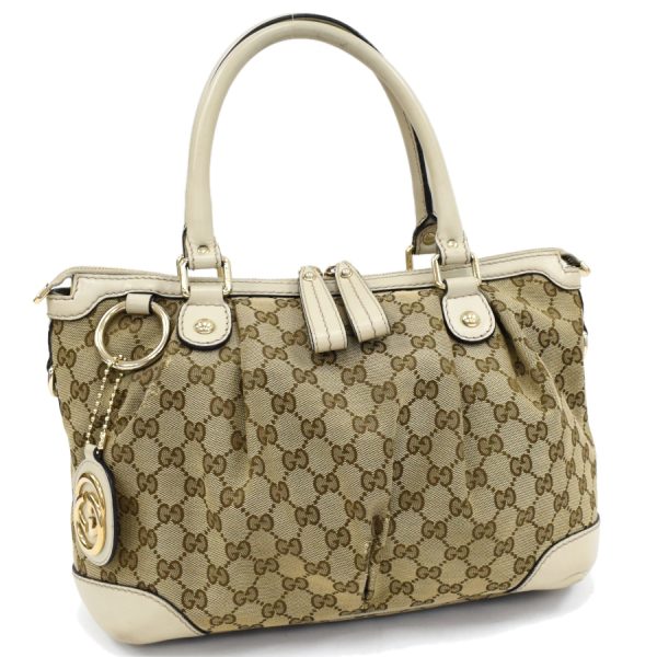 5000049884102628 1 Gucci Diamante Sookie Beige Canvas Leather GG Canvas