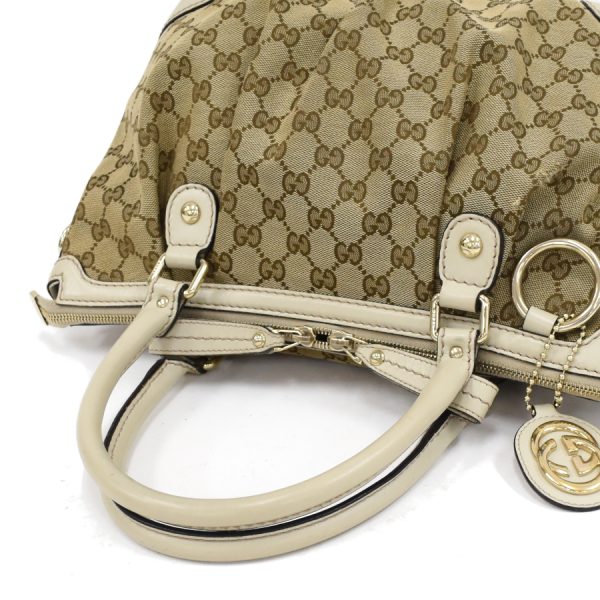 5000049884102628 7 Gucci Diamante Sookie Beige Canvas Leather GG Canvas