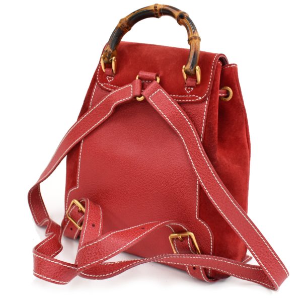 5000049884102711 4 Gucci Bamboo Backpack Mini Rucksack Suede Leather Red