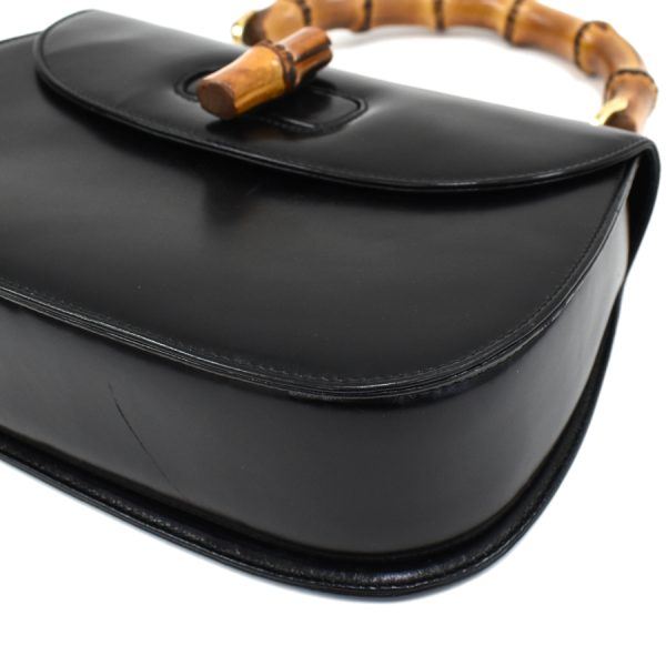 5000049884102838 5 Gucci Handbag Top Handle Bamboo Leather Black