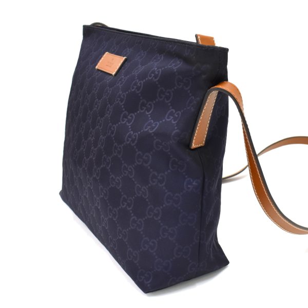 5000049884102934 2 Gucci Crossbody Shoulder Bag GG Nylon Leather Navy