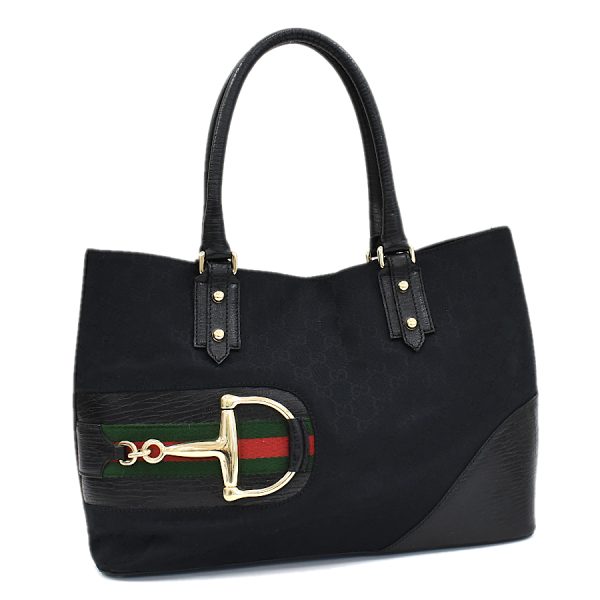 5000049884102958 1 Gucci Tote Bag Horsebit GG Canvas Leather Black