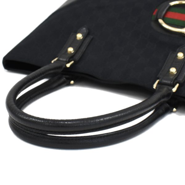 5000049884102958 7 Gucci Tote Bag Horsebit GG Canvas Leather Black