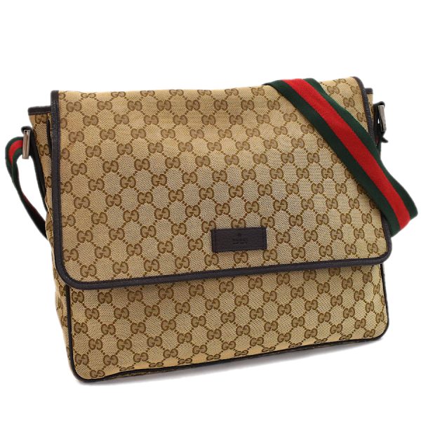 5000049884102974 1 Gucci Web Strap Messenger Shoulder Bag GG Canvas Leather Beige