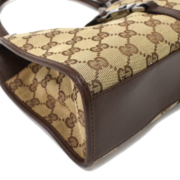 5000049884102985 5 Gucci Jackie GG Canvas Jacquard Leather Shoulder Bag Beige Dark Brown