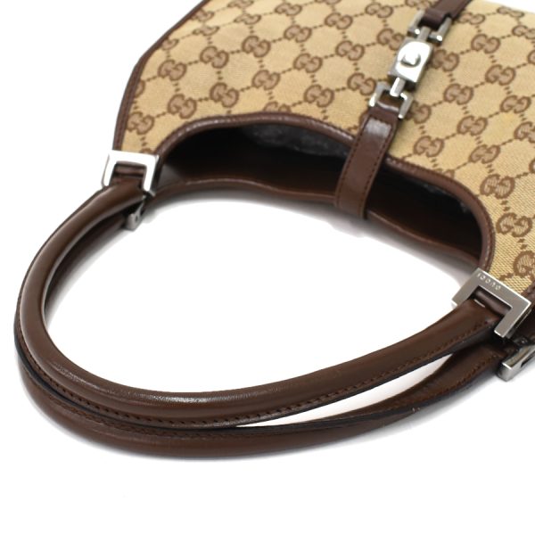 5000049884102985 7 Gucci Jackie GG Canvas Jacquard Leather Shoulder Bag Beige Dark Brown