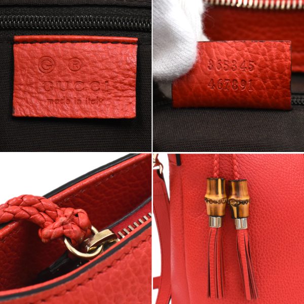 5000049884103001 9 Gucci 2way Handbag Shoulder Bamboo Leather Red