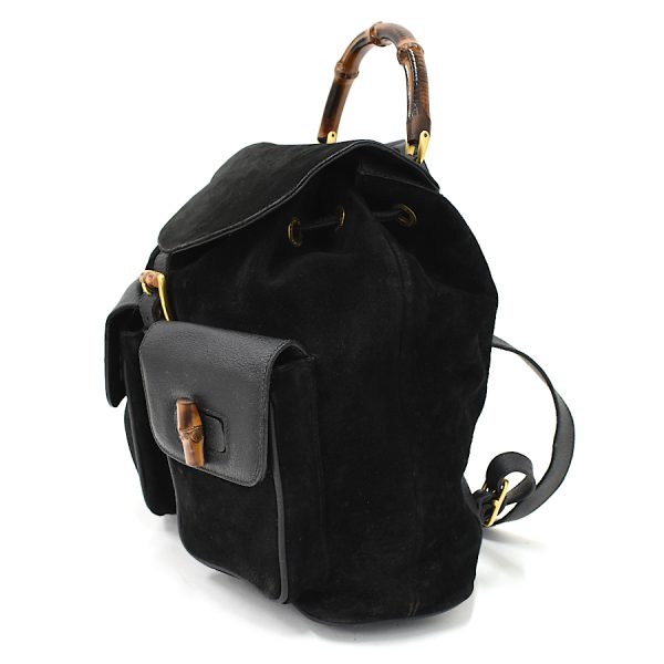 5000049884103080 2 Gucci Rucksack Backpack Bamboo Suede Leather Black