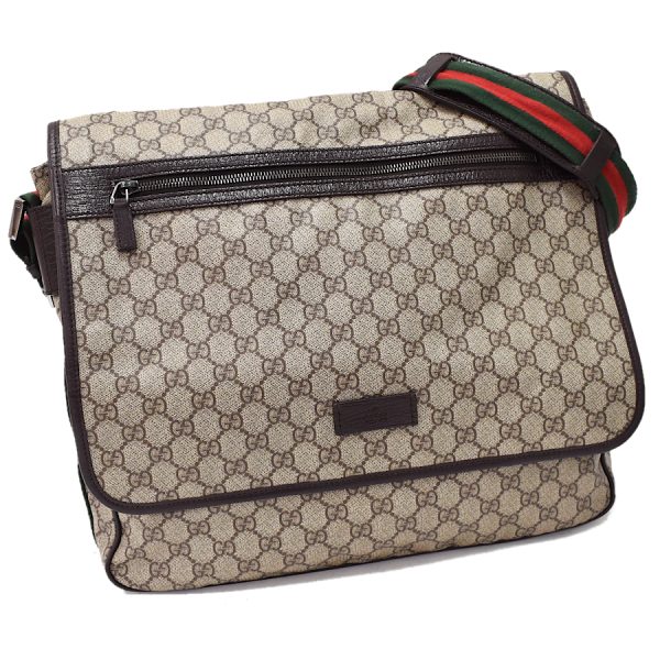 5000049884103132 1 Gucci Messenger Shoulder Bag GG Supreme PVC Leather Beige