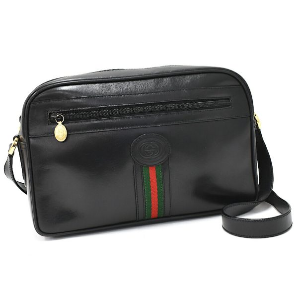 5000049884103224 1 Gucci Crossbody Shoulder Bag Sherry Line Leather Black