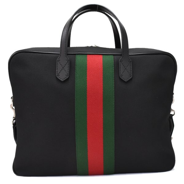 5000049884103259 3 Gucci briefcase 2way business bag Techno canvas black web stripe