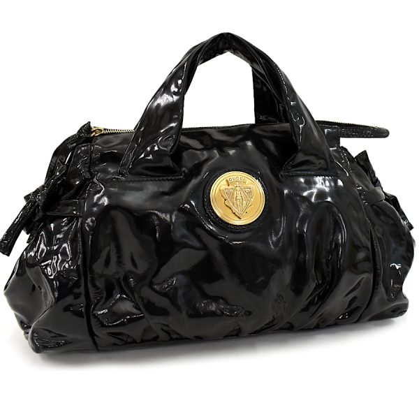 5000049884103365 1 Gucci Hysteria Handbag Tote Bag Crest Patent Leather Enamel Black