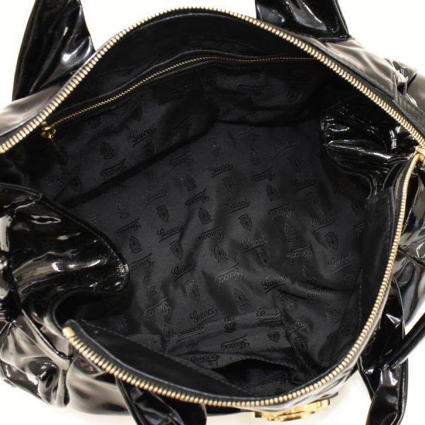 5000049884103365 8 Gucci Hysteria Handbag Tote Bag Crest Patent Leather Enamel Black