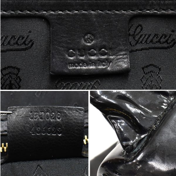 5000049884103365 9 Gucci Hysteria Handbag Tote Bag Crest Patent Leather Enamel Black