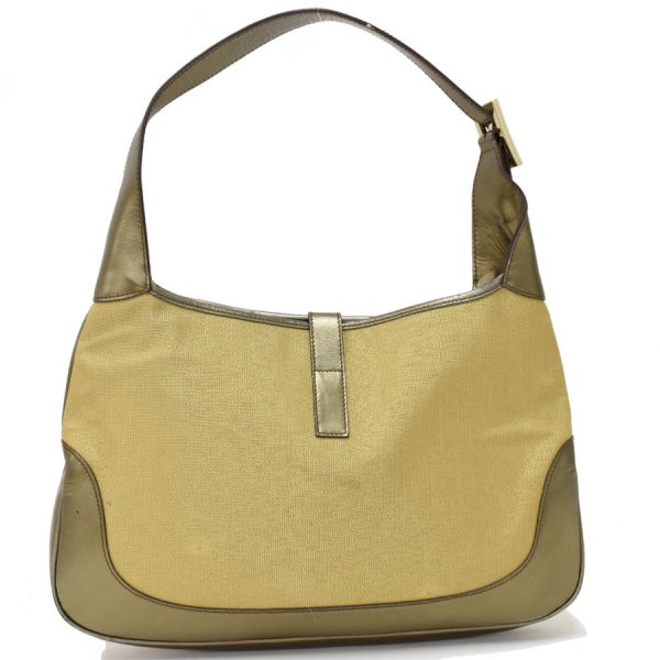 binary comment Gucci Handbag One Shoulder Jackie Canvas Leather Gold