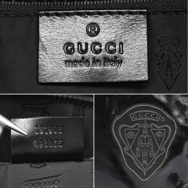 5000049884103462 9 Gucci tote bag shoulder emblem crest coated canvas leather black