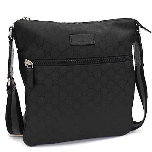 5000049884103471 1 Gucci flat crossbody shoulder bag GG nylon leather black