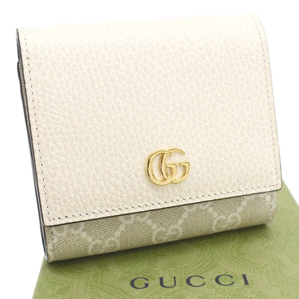 5000049884103579 1 Gucci Double Wallet Bifold Wallet GG Supreme Leather Beige