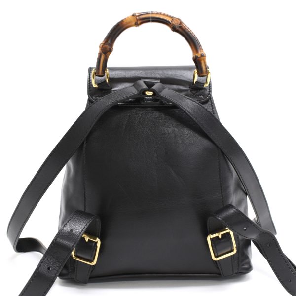 5000049884103583 3 Gucci Bamboo Backpack Mini Rucksack Leather Black