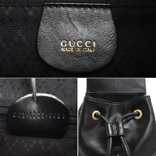 5000049884103583 9 Gucci Bamboo Backpack Mini Rucksack Leather Black