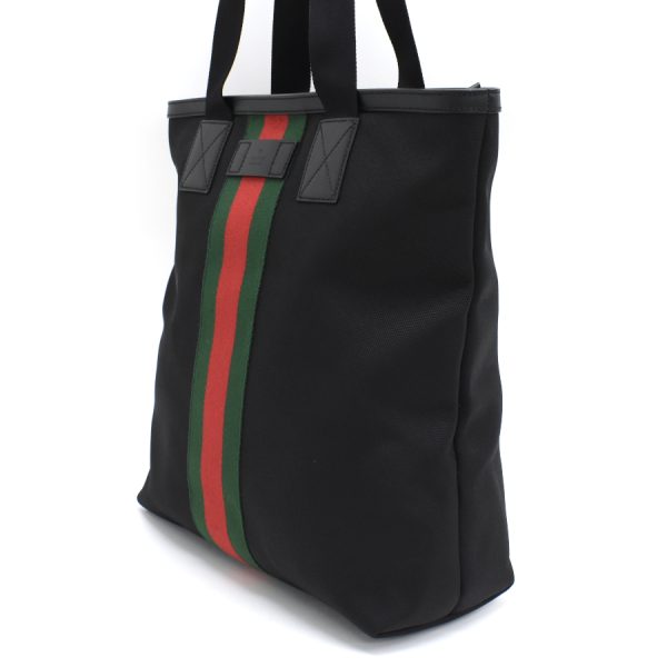 5000049884103584 2 Gucci Web Stripe Tote Bag Black Green Red Sherry Line