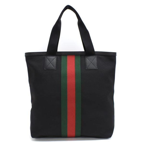 5000049884103584 3 Gucci Web Stripe Tote Bag Black Green Red Sherry Line