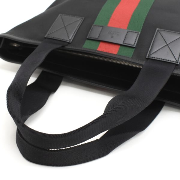 5000049884103584 7 Gucci Web Stripe Tote Bag Black Green Red Sherry Line