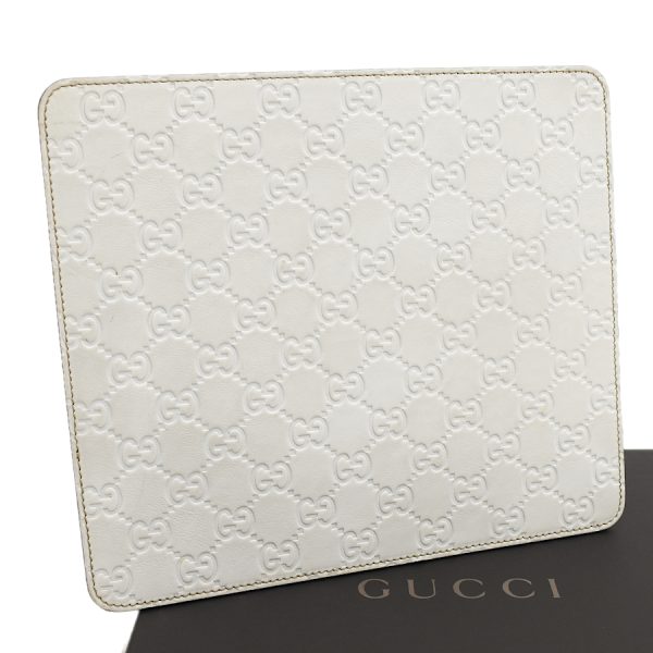 5000049884103596 1 Gucci Mouse Pad Guccisima Leather White