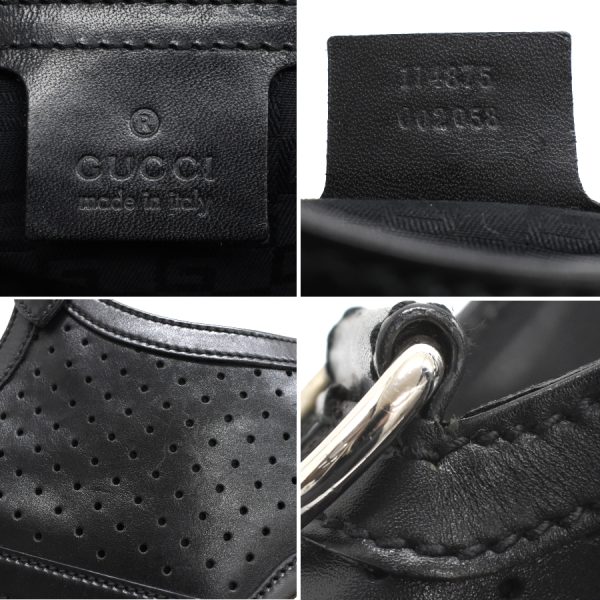 5000049884103597 9 Gucci Handbag Shoulder Bag Interlocking G Punching Leather Black