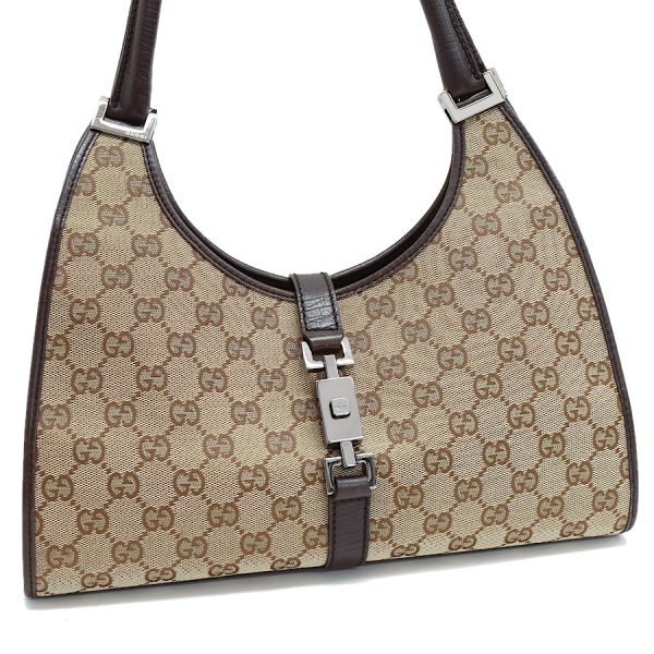 5000049884103666 1 Gucci Jackie Handbag GG Canvas Beige Brown