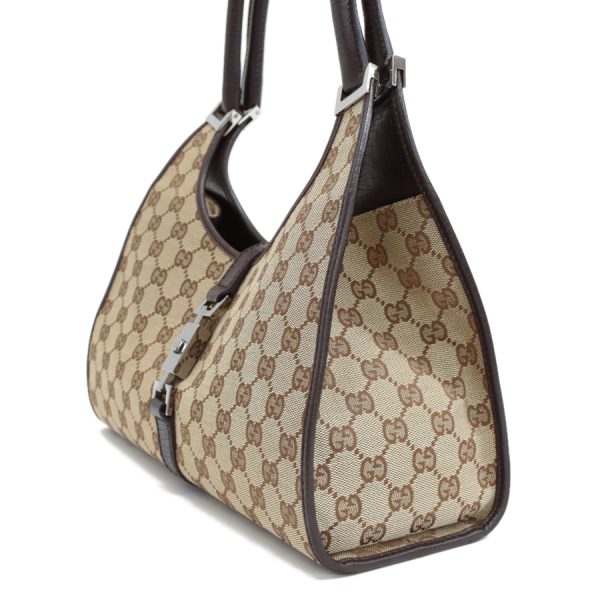 5000049884103666 2 Gucci Jackie Handbag GG Canvas Beige Brown