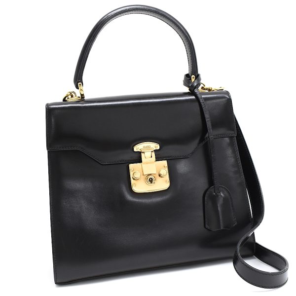 5000049884103683 1 Gucci Lady Lock Handbag Shoulder Bag Leather Black Gold Hardware