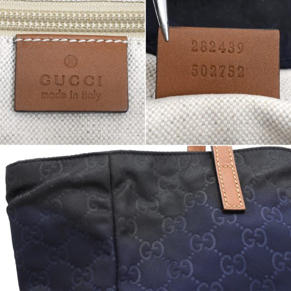 5000049884103684 9 Gucci tote bag 282439 GG nylon leather navy