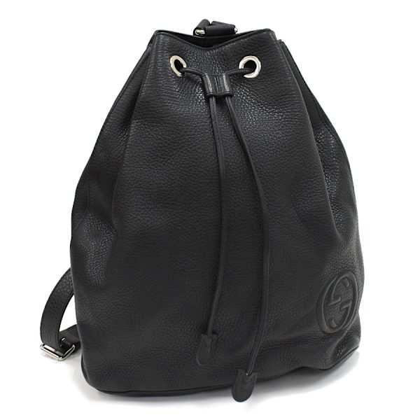 5000049884103713 1 Gucci Soho Backpack Rucksack Drawstring Leather Black