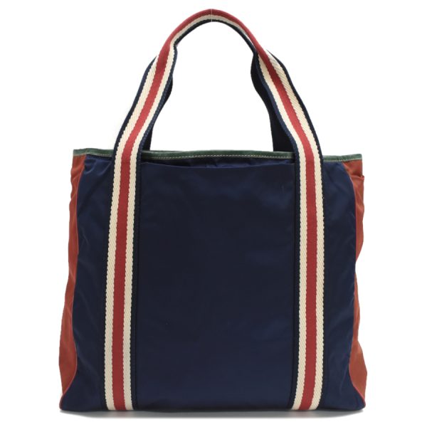 5000049884103714 3 Gucci Crest Tote Bag Web Stripe Sherry Line Nylon Navy Red