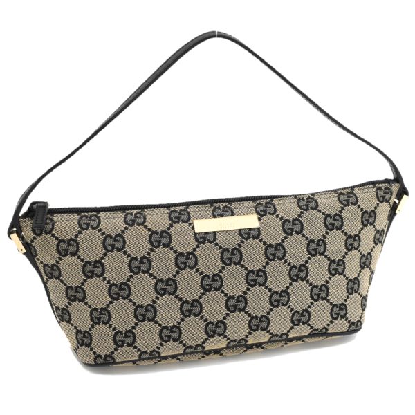 5000049884103719 1 Gucci Accessory Pouch Mini Handbag GG Canvas Leather Black Beige