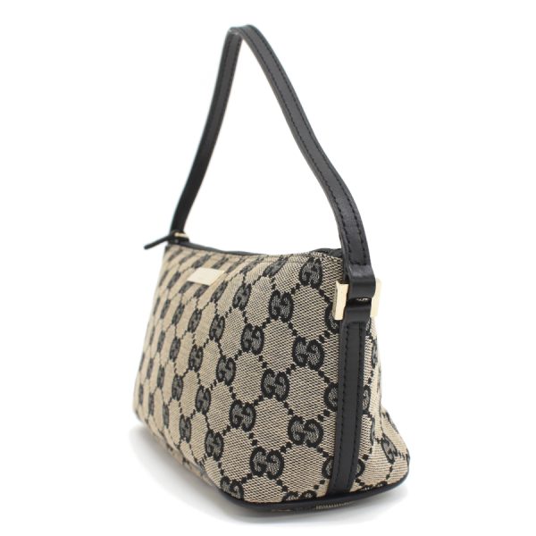 5000049884103719 2 Gucci Accessory Pouch Mini Handbag GG Canvas Leather Black Beige