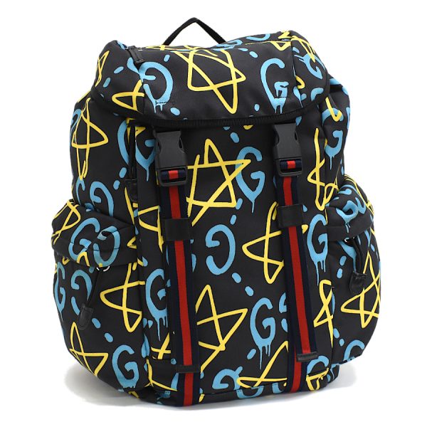 5000049884103793 1 Gucci Ghost Backpack Rucksack Techno Canvas Black Yellow Blue